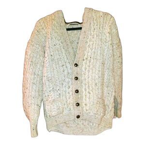It's Traditional Tis Irish Grandpa Wool Cardigan Chunky Cable Knit Fishermen XL